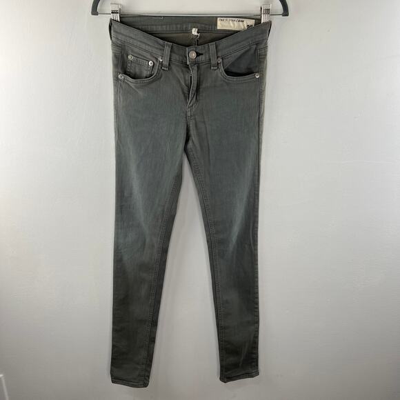 Rag & Bone The Skinny Distressed Sage Jeans Gray Cotton Blend Size 25 FLAW - Picture 2 of 10